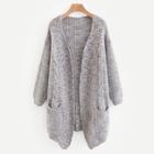 Romwe Space Dye Cable Knit Cardigan