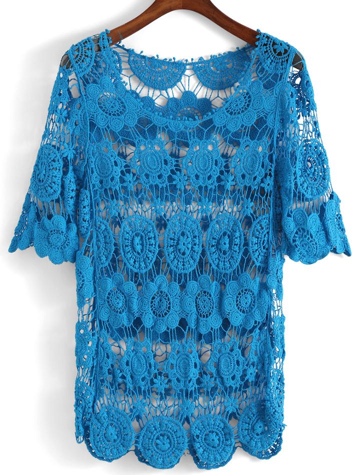 Romwe Half Sleeve Lace Top