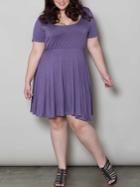 Romwe Short Sleeve Loose Purple Dress