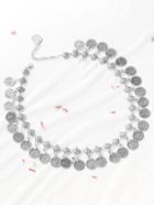 Romwe Silver Coin Detail Statement Necklace