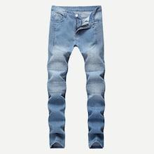 Romwe Guys Washed Locomotive Pleats Jeans