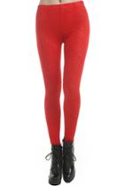 Romwe Romwe Dual-tone Red Solid Color Leggings
