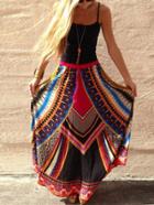Romwe Patchwork Geometric Print Skirt