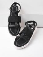 Romwe Black Contrast Sole Strappy Sandals