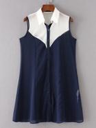 Romwe Color Block Chiffon Shirt Dress