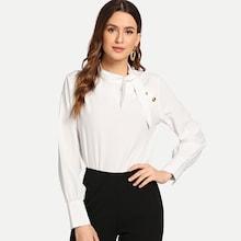 Romwe Button Decoration Solid Top