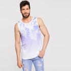 Romwe Guys Leaves Print Ombre Top