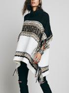 Romwe Turtleneck Color-block Tassel Poncho