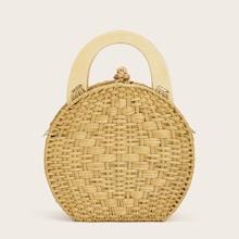 Romwe Double Hand Braided Satchel Bag