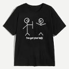 Romwe 1plus1 Guys Figure And Letter Print Tee