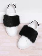 Romwe Faux Fur Decorated Pu Sneakers With Cute Ears