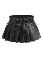 Romwe Pleated Faux Leather Skirt Belt