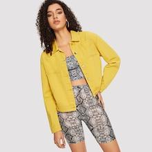 Romwe Pocket & Button Front Collar Denim Jackets