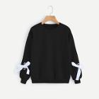 Romwe Knot Cuffed Drop Shoulder Sweatshirt