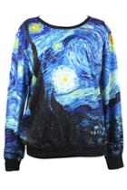 Romwe Romwe Starry Sky Print Long-sleeved Sweatshirt