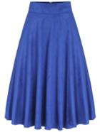 Romwe Suede Pleated Zipper Skirt