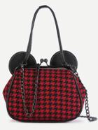 Romwe Red Plover Case Mickey Bag With Chain
