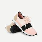 Romwe Lace Up Color Block Velcro Sneakers