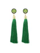 Romwe Green Anchor Decoration With Long Tassel Drop Statement Earrings