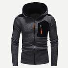 Romwe Men Zipper Fly Hooded Sweatshirt