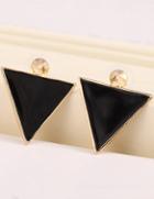 Romwe Black Glaze Gold Triangle Earrings