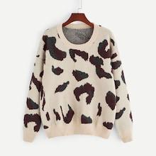 Romwe Drop Shoulder Leopard Jumper