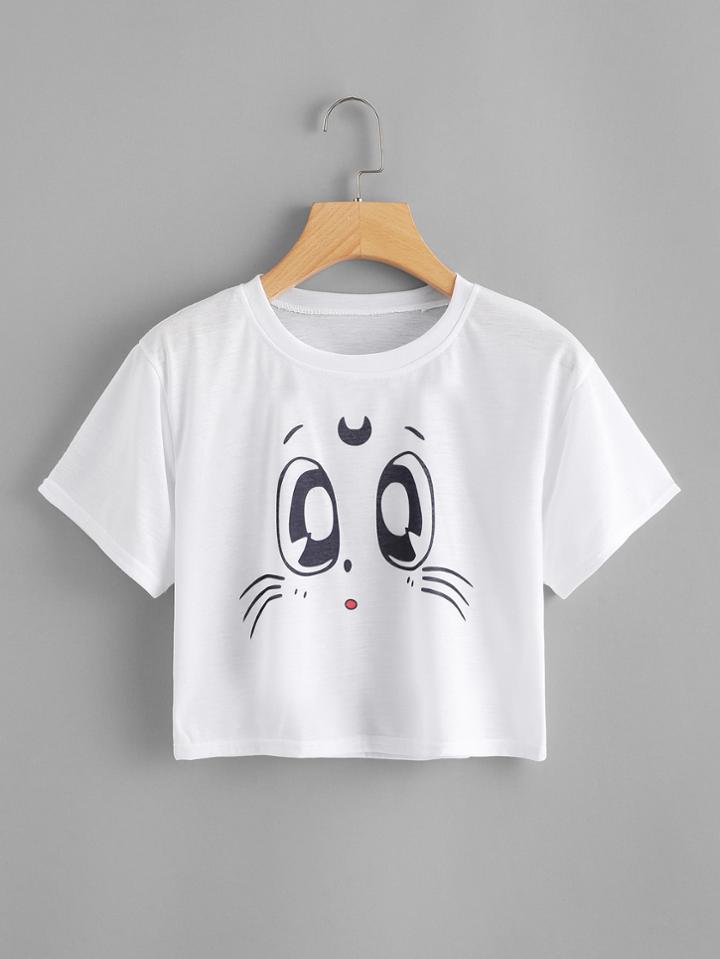 Romwe Animal Print Crop Tee
