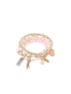 Romwe Pink Pearl Beaded Multilayers Hand Chain