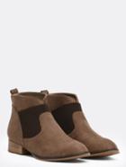 Romwe Brown Round Toe Elastic Boots