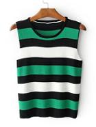 Romwe Striped Knitted Tank Top