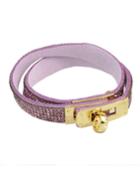 Romwe Purple Rhinestone Pu Wrap Bracelet