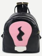 Romwe Black Contrast Light Bulb Patch Backpack