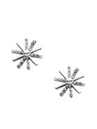Romwe Silver Rhinestone Snowflake Shaped Stud Earrings