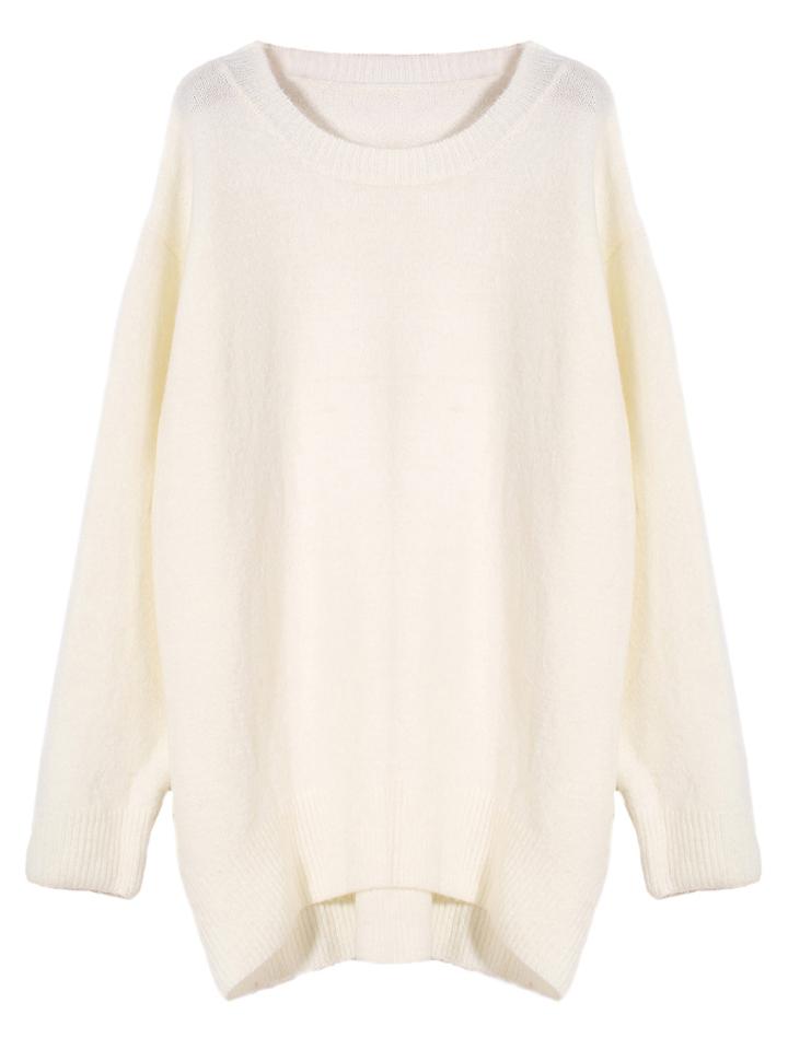 Romwe Loose Knit White Sweater