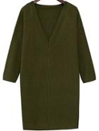 Romwe V Neck Dark Green Sweater Dress