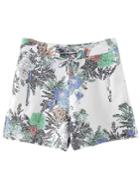 Romwe Multicolor Pockets Lace Up Front Print Shorts