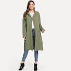 Romwe Self Belted Button Up Coat