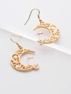 Romwe Hollow Moon Drop Earrings With Cat