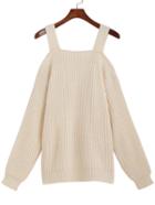 Romwe Off The Shoulder Knit Sweater