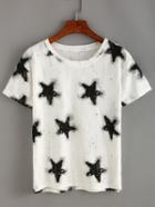 Romwe Smudged Star Print T-shirt