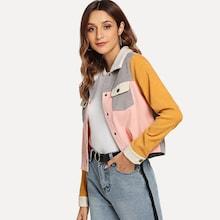 Romwe Cut And Sew Corduroy Jacket