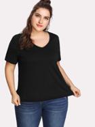 Romwe V Neck Solid Top