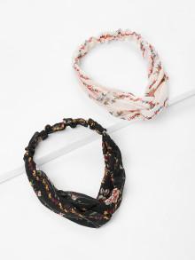 Romwe Calico Print Headband Set 2pcs