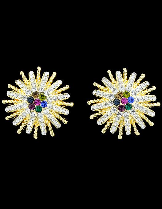 Romwe Multicolor Diamond Daisy Earrings