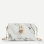 Romwe Marbled Print Clutch Bag With Chain
