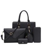 Romwe 5pcs Faux Textured Leather Bag Set