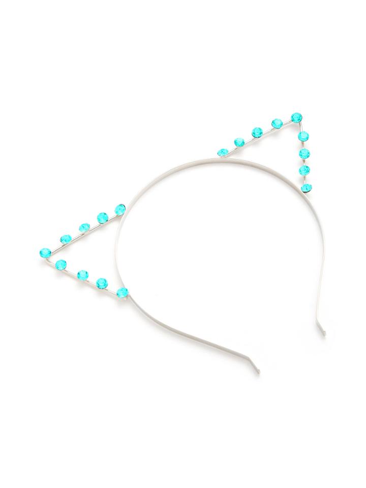Romwe Rhinestone Embellished Cat Ear Headband