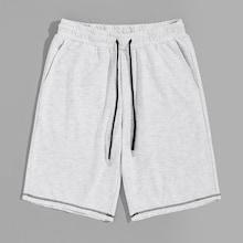 Romwe Guys Contrast Stitch Heather Knit Sweat Shorts