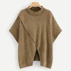Romwe Overlap Front Poncho Sweater