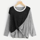 Romwe Colorblock Twist Detail Jumper